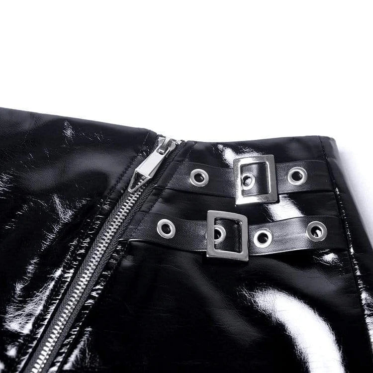 Women’s Punk Sliant Zipper PU Skiny Skirts