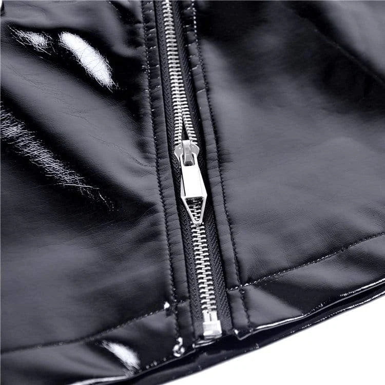 Women’s Punk Sliant Zipper PU Skiny Skirts
