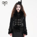 Women’s Gothic Faux Fur Bucket-up Chain Jacket
