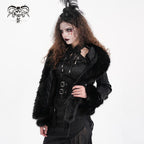 Women’s Gothic Faux Fur Bucket-up Chain Jacket