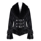 Women’s Gothic Faux Fur Bucket-up Chain Jacket
