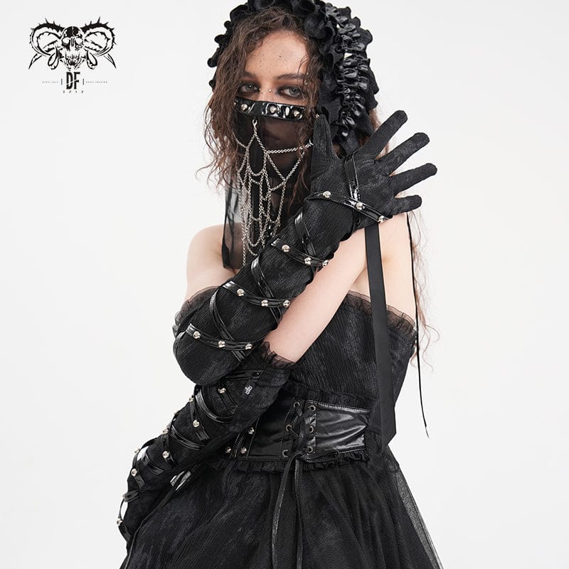 Women’s Gothic Faux Leather Cross Mesh Arm Sleeves