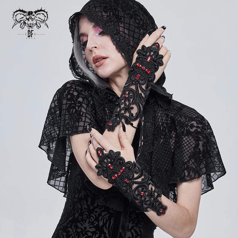 Women’s Gothic Floral Sheer Gloves