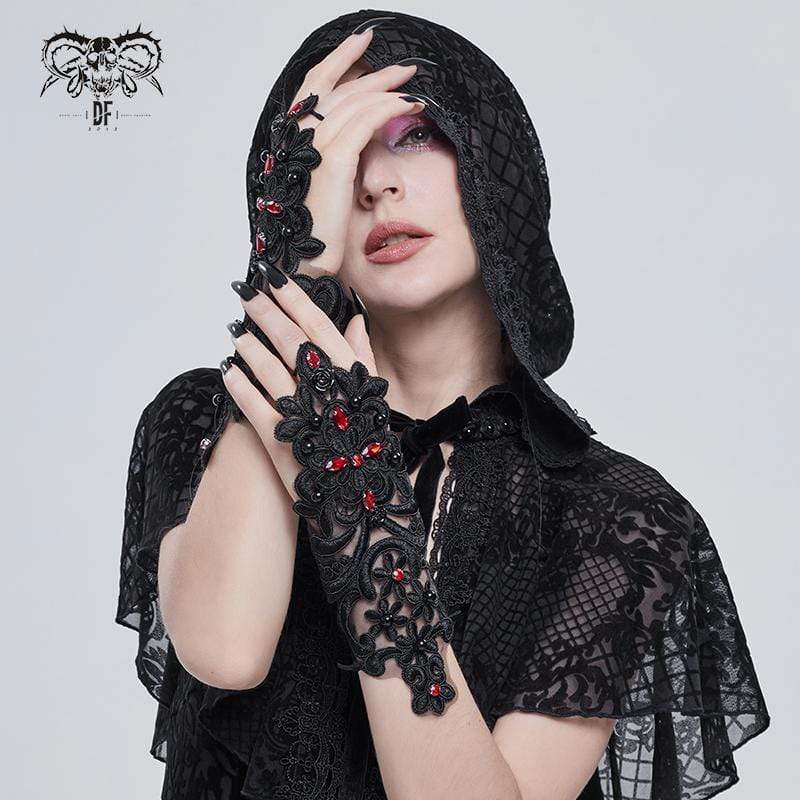 Women’s Gothic Floral Sheer Gloves