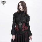 Women’s Gothic Ruffled Lace Splice Underbust Corset Red