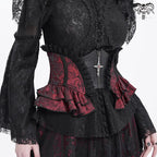 Women’s Gothic Ruffled Lace Splice Underbust Corset Red