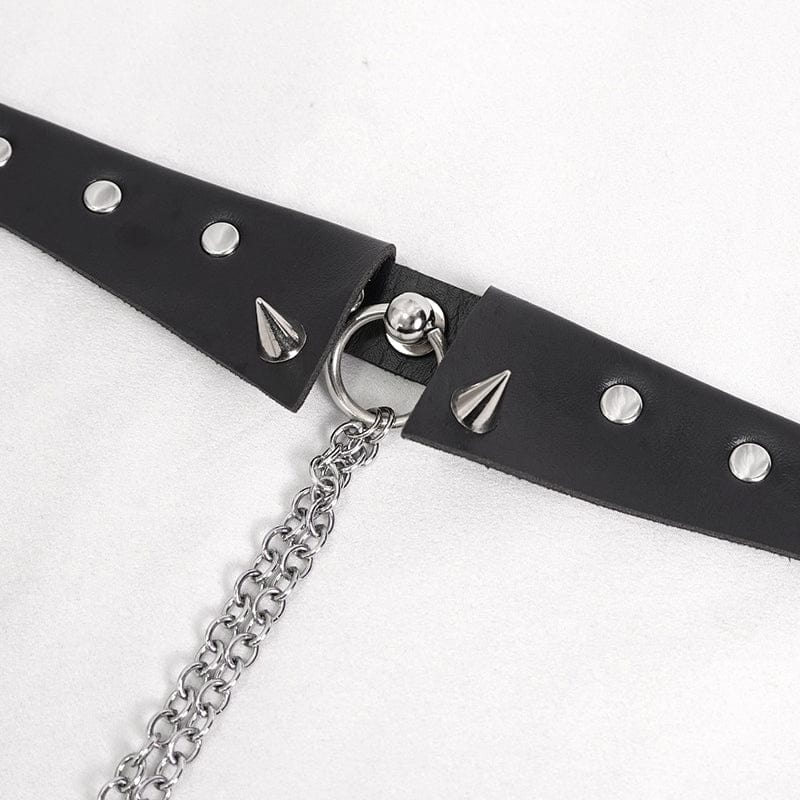 Women’s Gothic Studded Chain Choker With Breast Covers