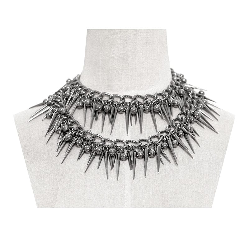Women’s Punk Studded Layered Necklace