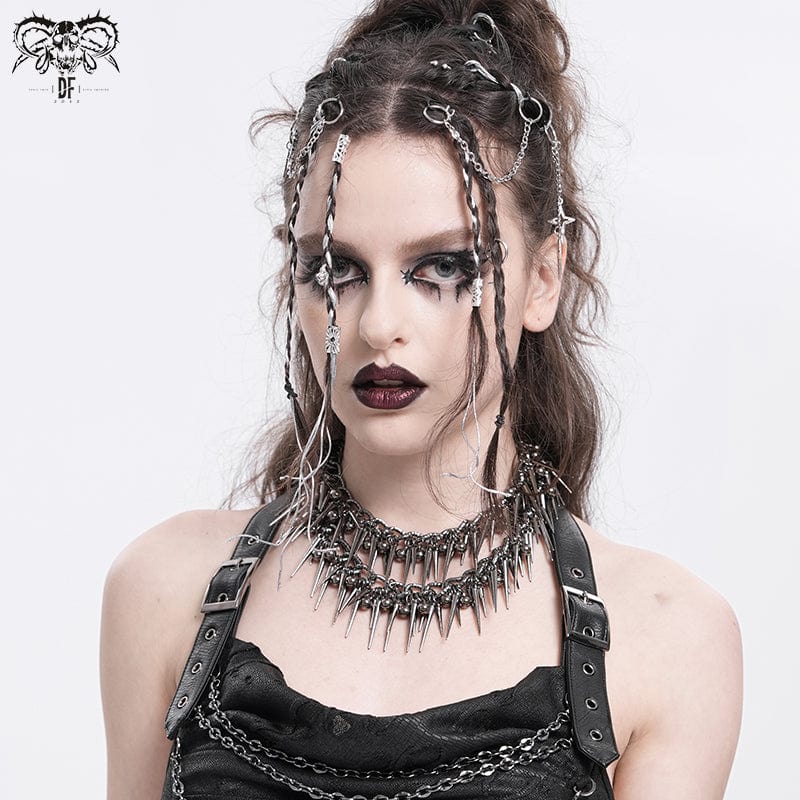 Women’s Punk Studded Layered Necklace