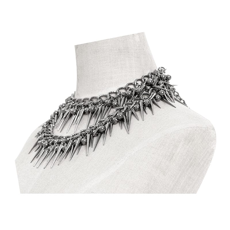 Women’s Punk Studded Layered Necklace