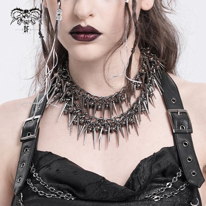 Women’s Punk Studded Layered Necklace