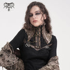 Women’s Steampunk Ripped Chain Neckwear Black-Coffee