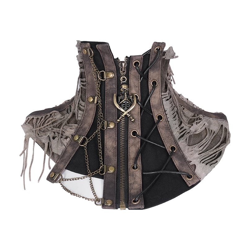 Women’s Steampunk Ripped Chain Neckwear Black-Coffee