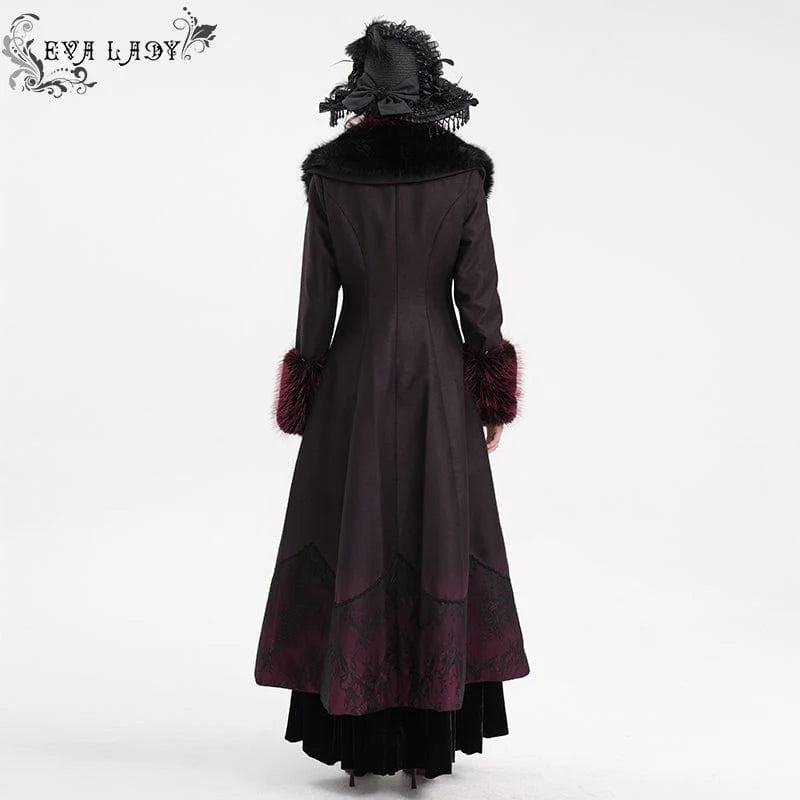 Women’s Gothic Cross Lace Coat Black Red