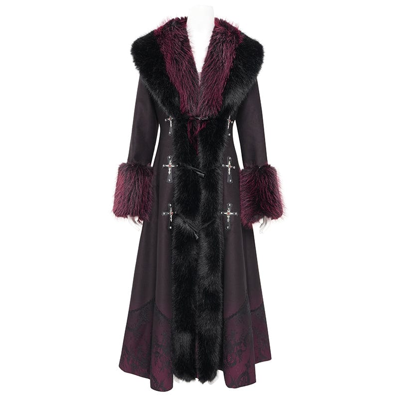 Women’s Gothic Cross Lace Coat Black Red