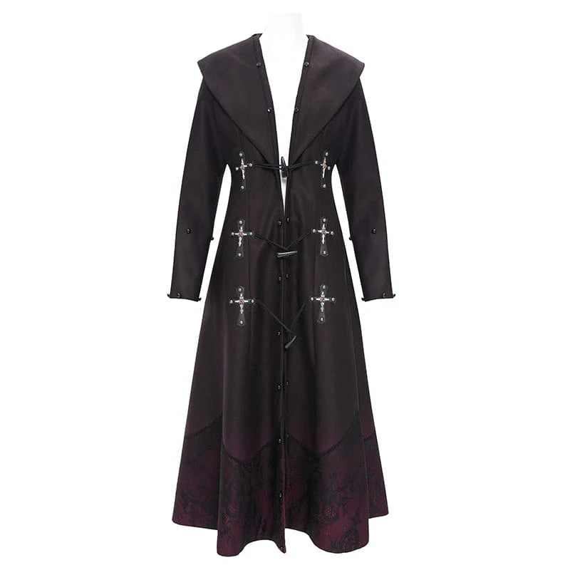 Women’s Gothic Cross Lace Coat Black Red