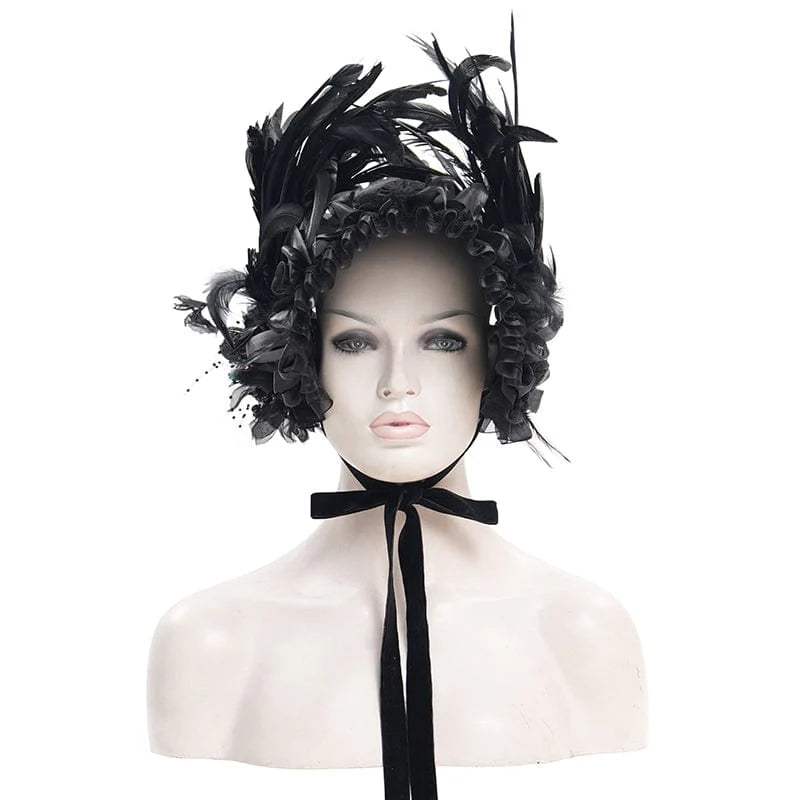 Women’s Gothic Mesh Strap Feather Hair Accessories