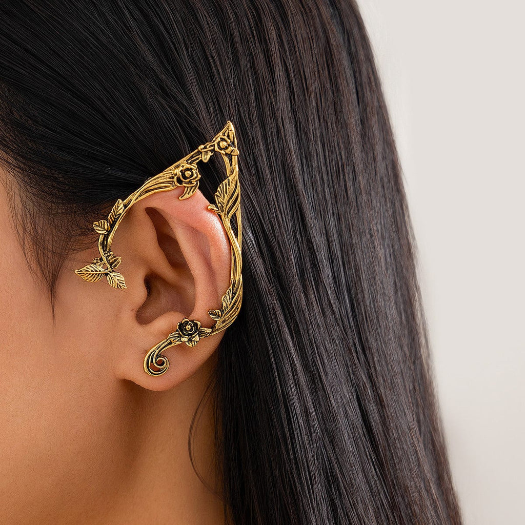 Unisex Gothic Floral Elves Ear Cuff Earrings