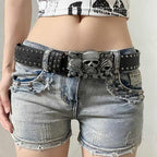 Unisex Punk Studded Skull Belt