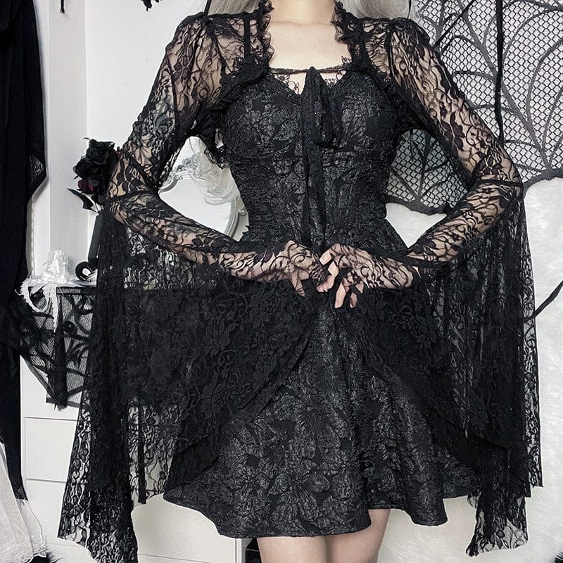 Women’s Gothic Flared Sleeved Lace-up Cape