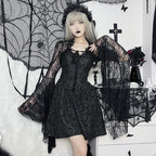 Women’s Gothic Flared Sleeved Lace-up Cape