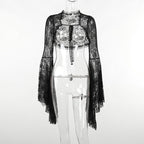 Women’s Gothic Flared Sleeved Lace-up Cape
