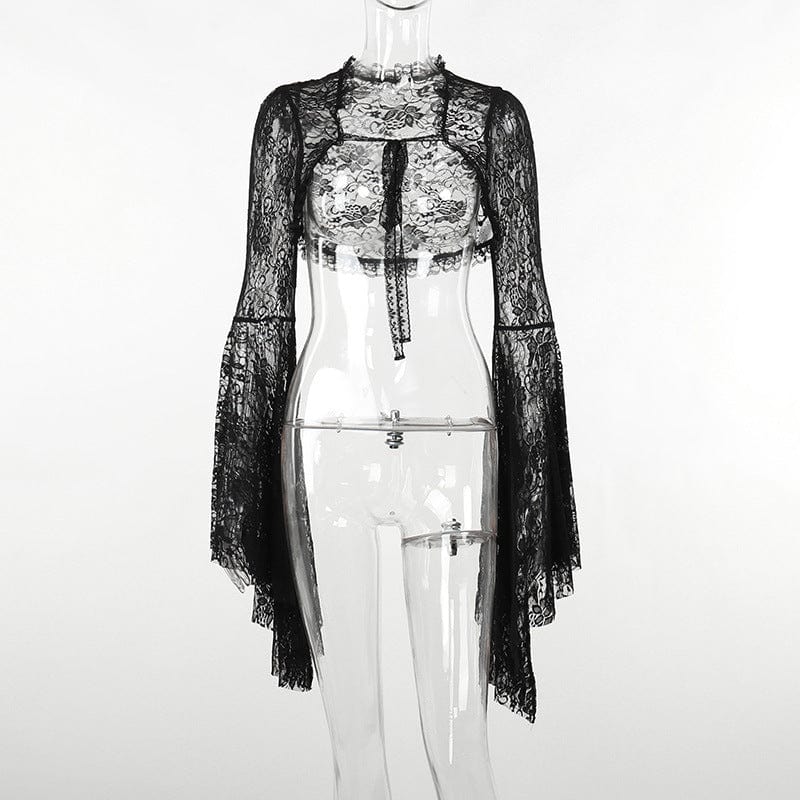 Women’s Gothic Flared Sleeved Lace-up Cape