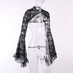 Women’s Gothic Flared Sleeved Ruffled Lace Cape