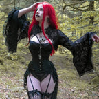 Women’s Gothic Flared Sleeved Ruffled Lace Cape