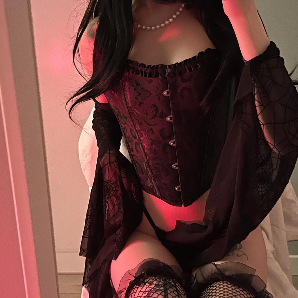 Women’s Gothic Floral Printed Overbust Corset