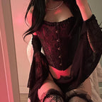 Women’s Gothic Floral Printed Overbust Corset