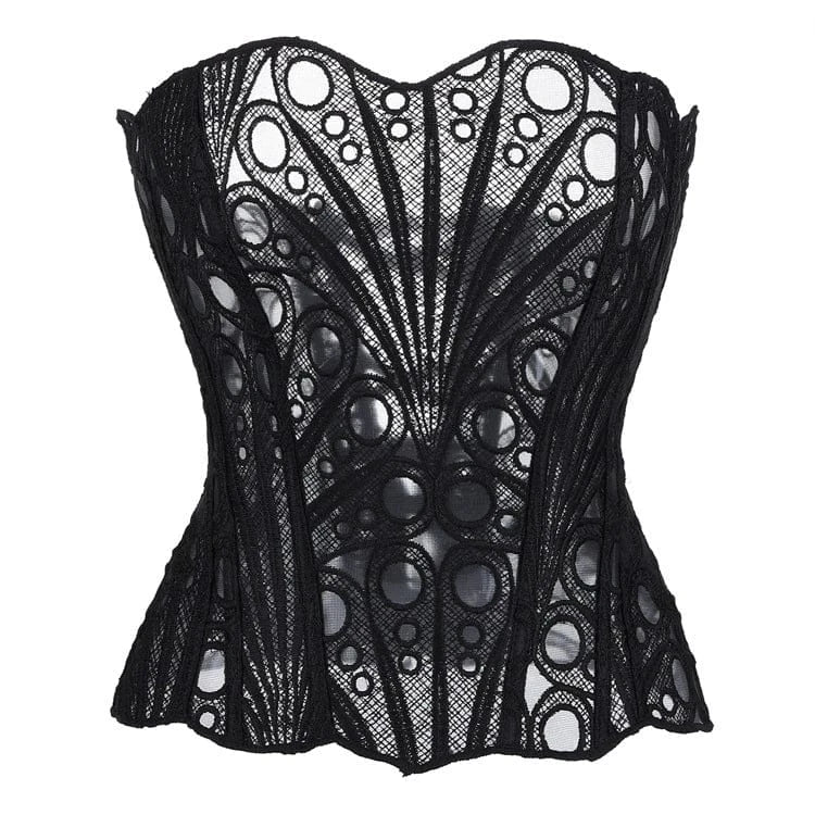 Women’s Gothic Irregular Lace Sheer Overbust Corset