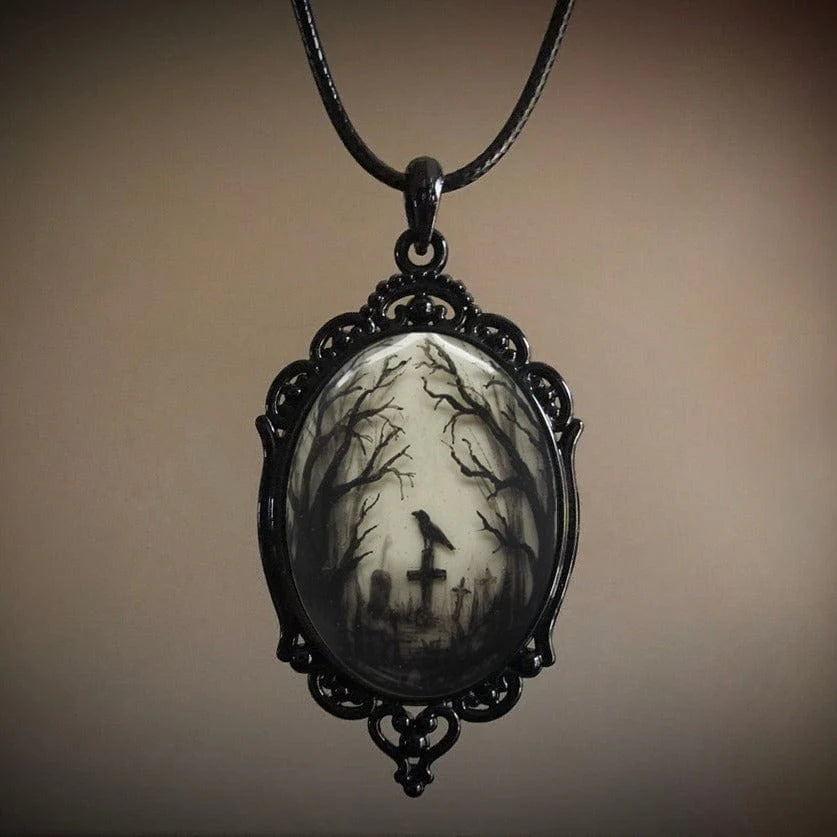 Women’s Gothic Raven Forest Pendant Witch Necklace