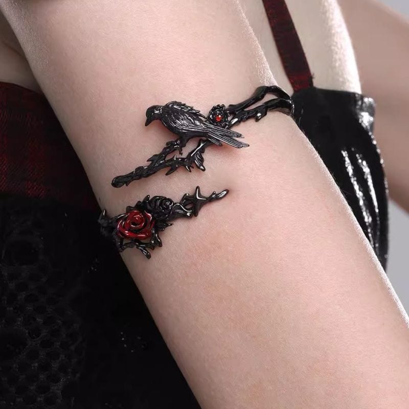 Women’s Gothic Rose Crow Bracelet