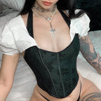 Women’s Gothic Rose Embroidered Halterneck Overbust Corset