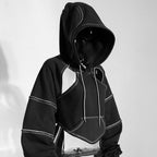 Women’s Grunge Backless Cutout Crop Hoodie