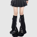Women’s Grunge Buckle Strap Zip Leg Warmers