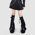 Women’s Grunge Buckle Strap Zip Leg Warmers