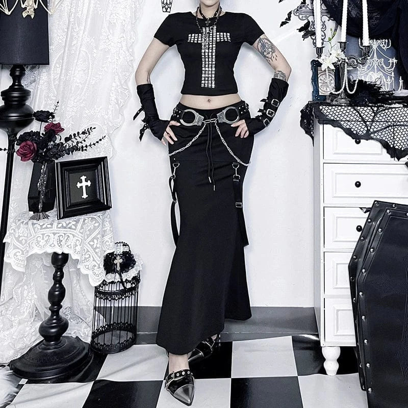 Women’s Grunge Strappy Fishtail Skirt