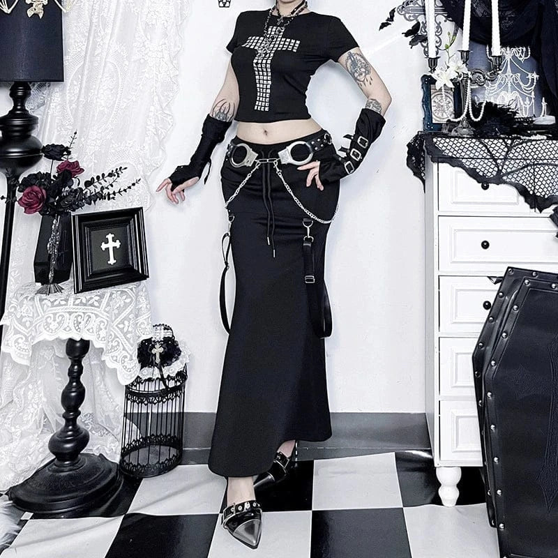 Women’s Grunge Strappy Fishtail Skirt