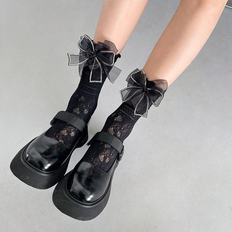 Women’s Punk Bowknot Lace Socks