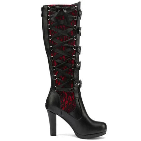 Women’s Punk Buckled Lace-up High Boots