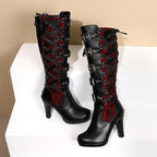Women’s Punk Buckled Lace-up High Boots