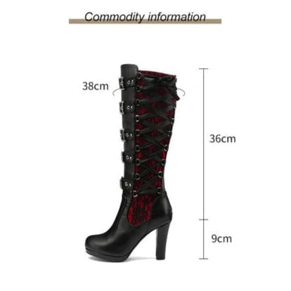 Women’s Punk Buckled Lace-up High Boots