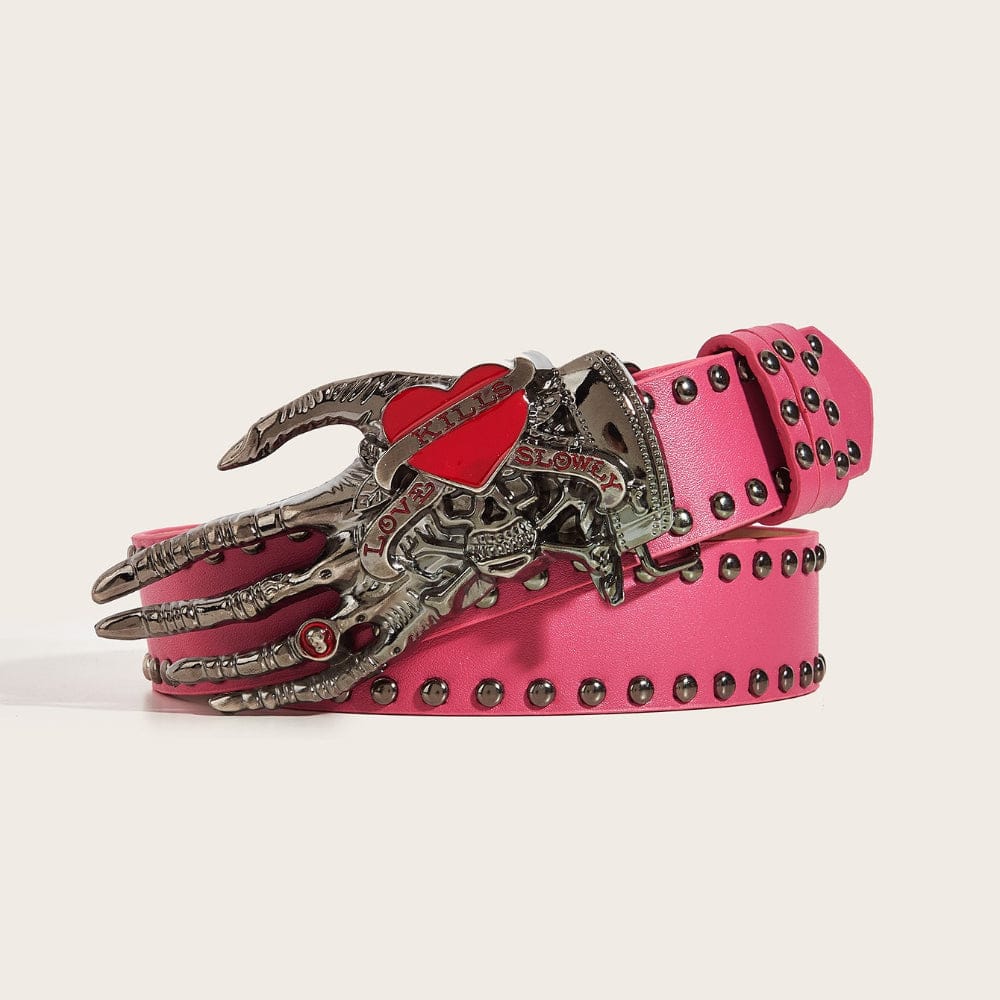 Women’s Punk Skull Studded Wide Belt