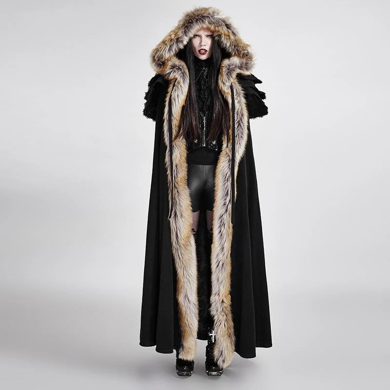Women’s Gothic Woolen Hooded Maxi Coat