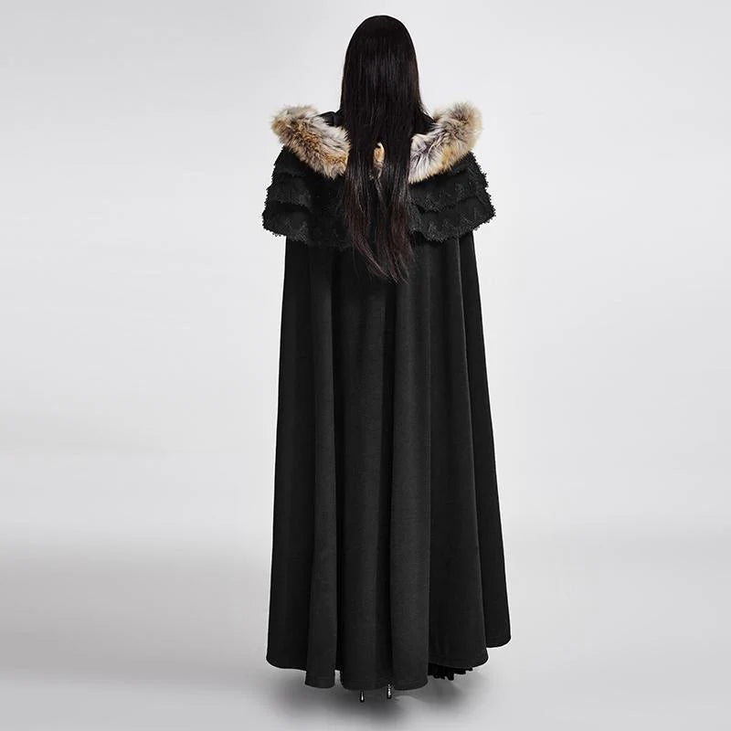 Women’s Gothic Woolen Hooded Maxi Coat
