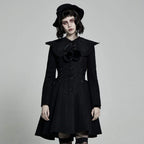 Women’s Lolita Black Woolen Coat With Removable Collar