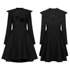 Women’s Lolita Black Woolen Coat With Removable Collar