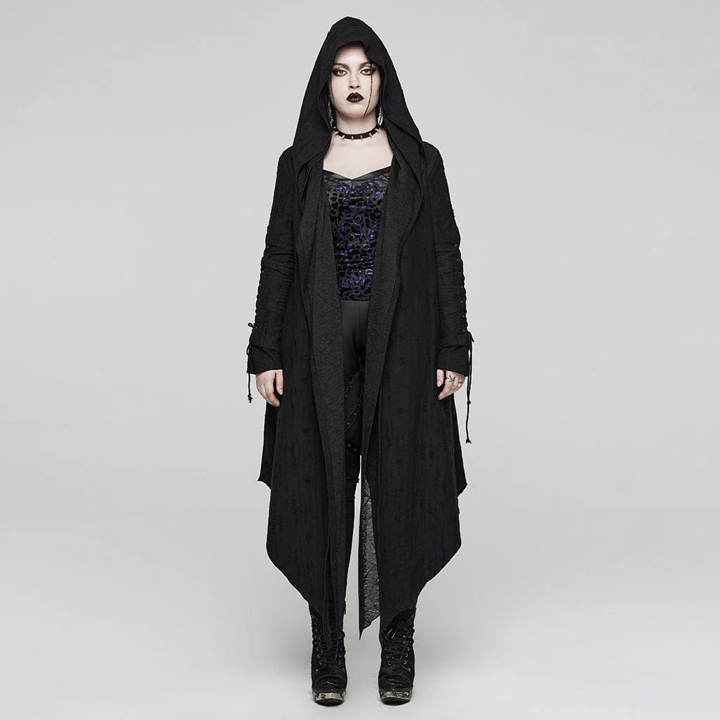 Women’s Plus Size Gothic Irregular Strappy Distressed Coat